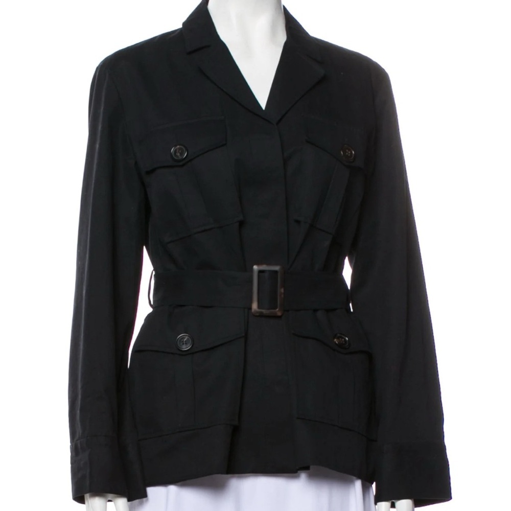 Misha Nonoo Black Belted Jacket‎ 100% Cotton Size Small